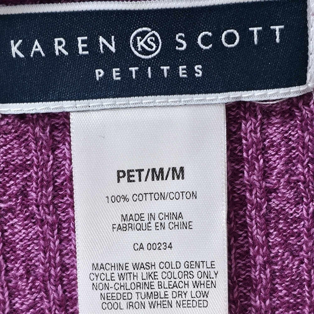 Karen Scott Magenta Cowl Neck Sweater 100% Cotton Petites Medium - Picture 6 of 10